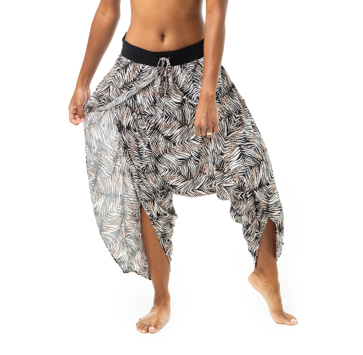 Black Flap Harem Pants