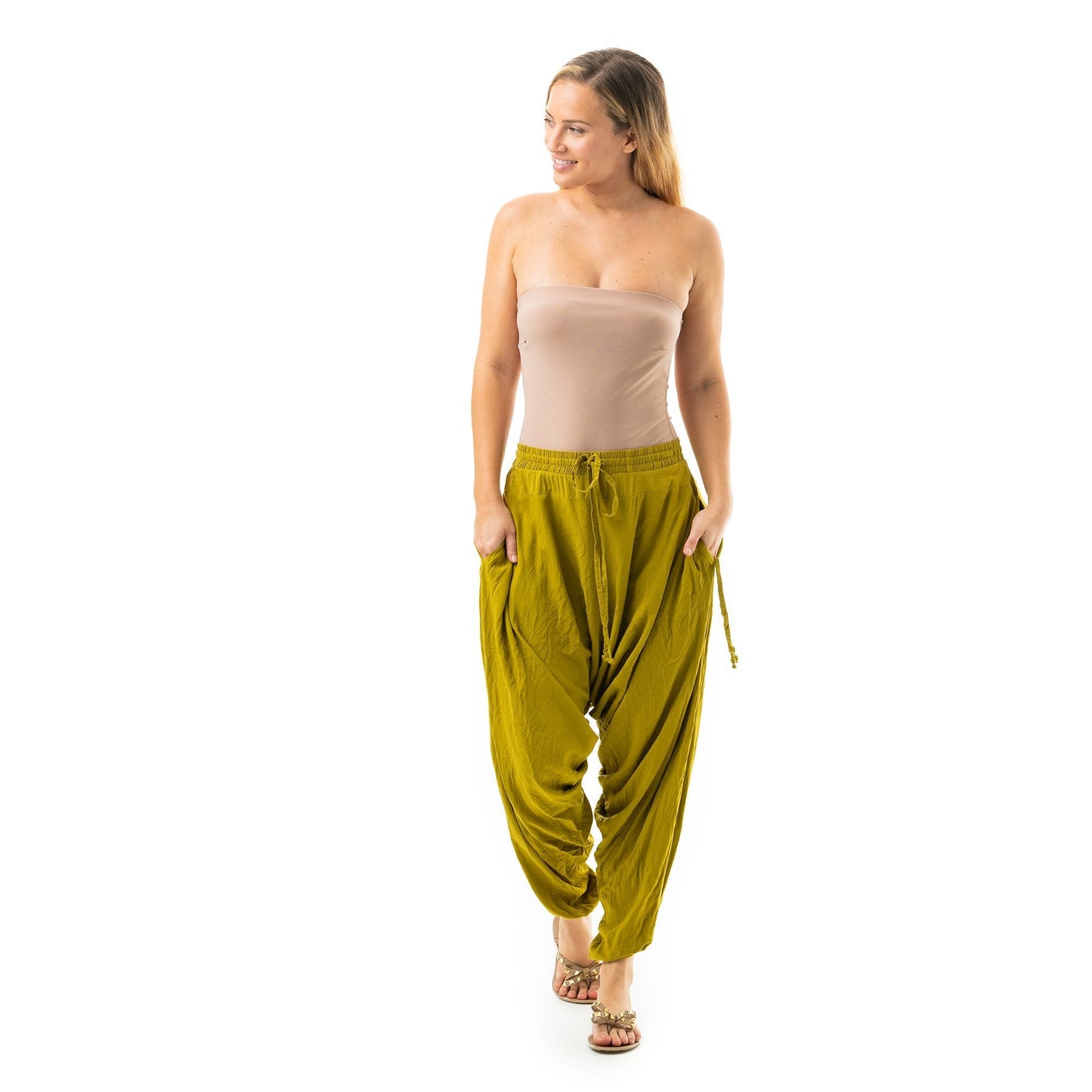 fisherman harem pants#color_olive