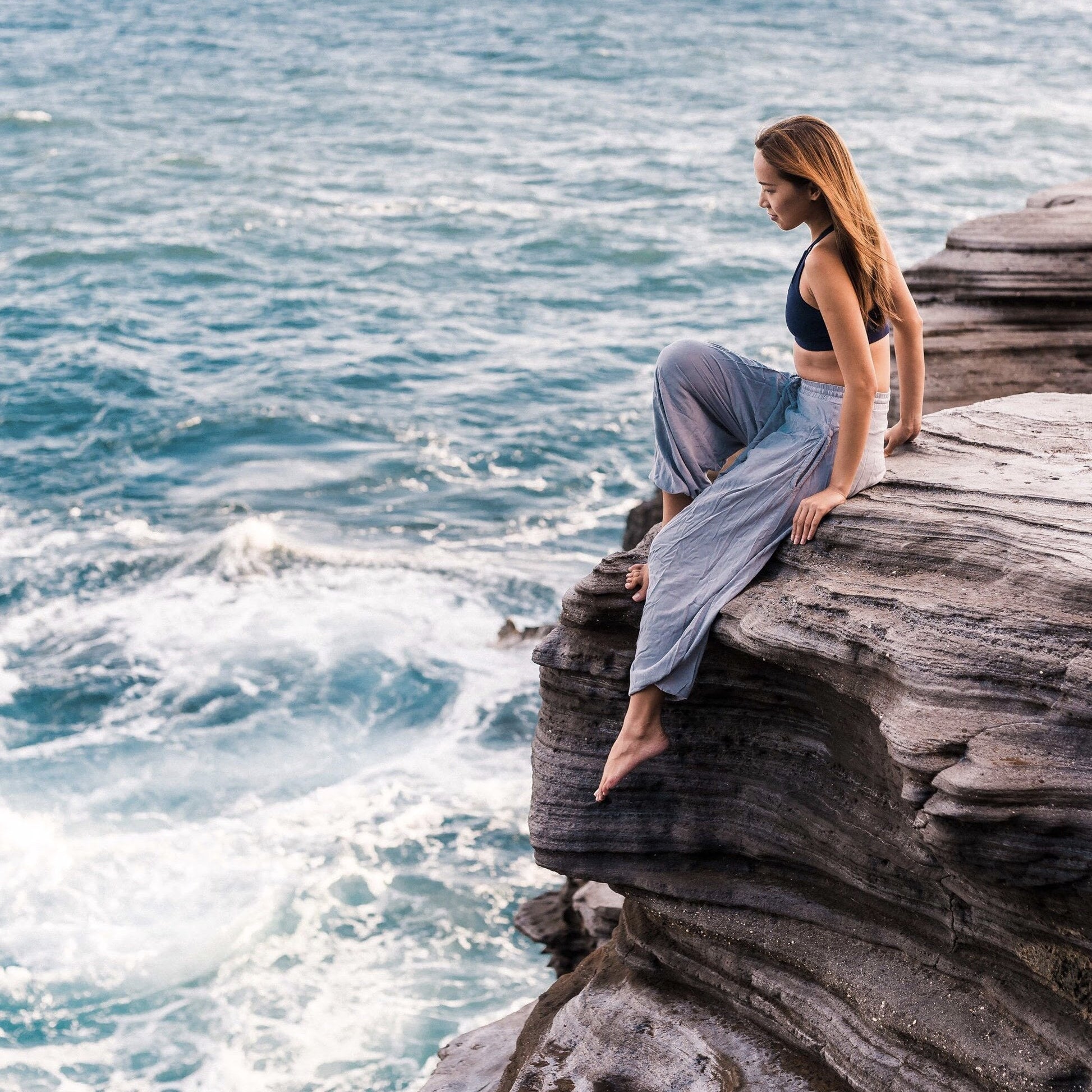 organic yoga harem pants#color_grey