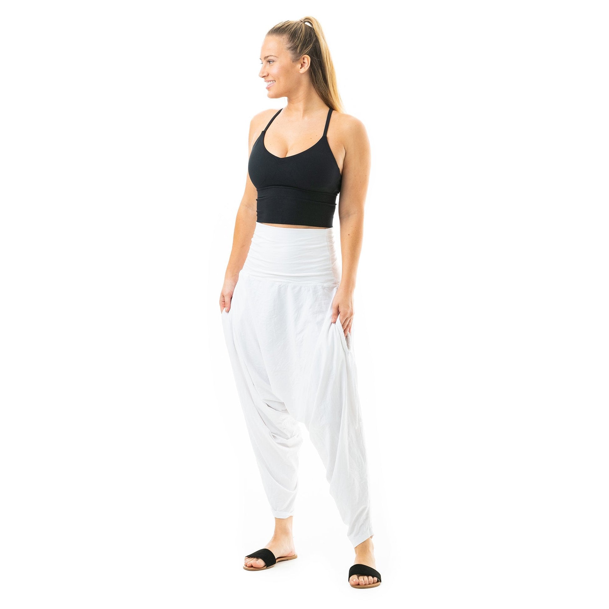 high waist yoga pants#color_white